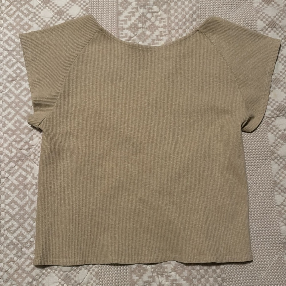 Aerie Women's Tan Ribbed Open Back Top